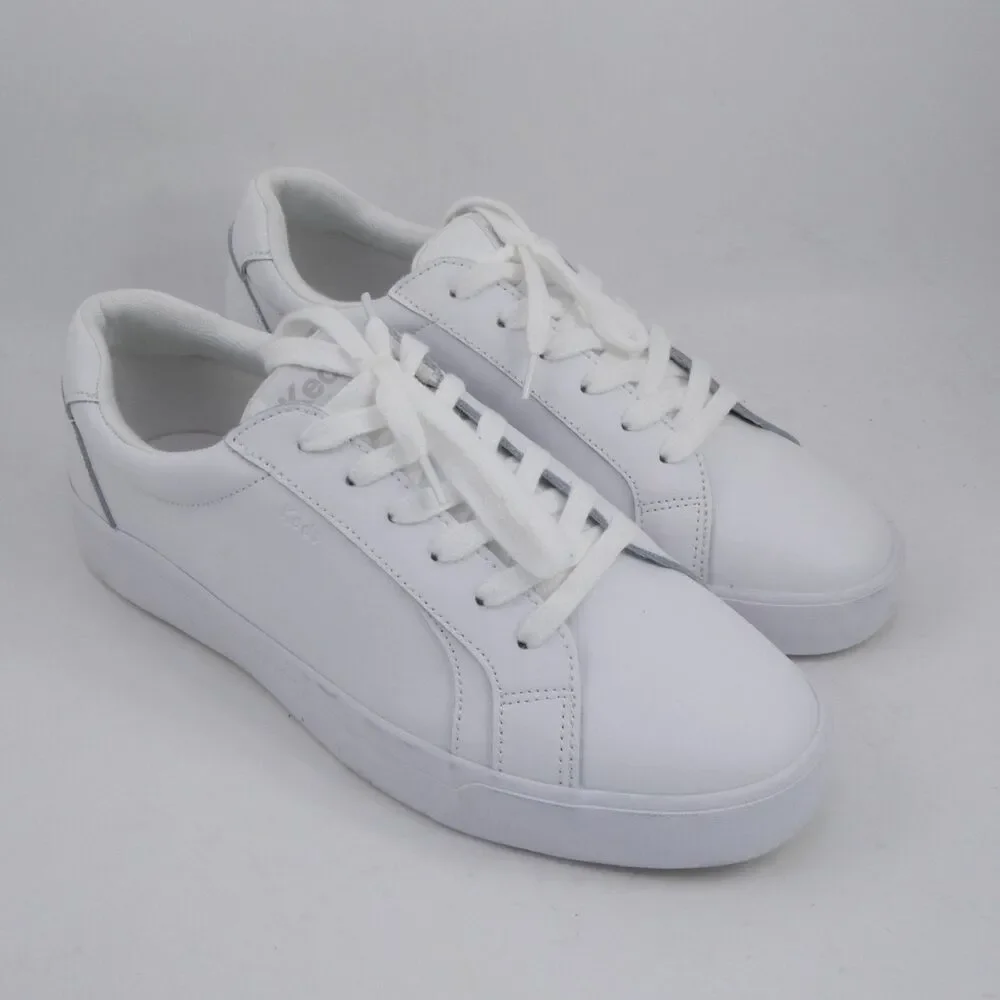 Keds Women's US 9.5 Pursuit Lace Up White Leather with Blue Accent NWOB